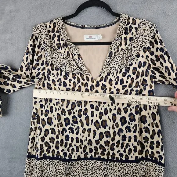 Vineyard Vines Cheetah Borderline Blouse Size XS - Picture 7 of 8